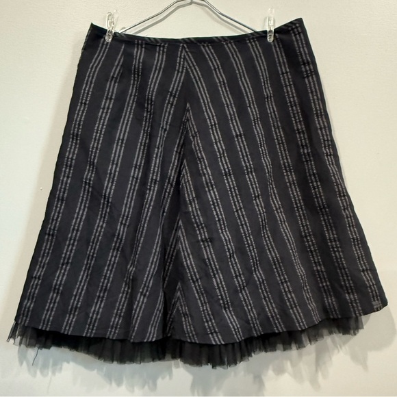 Isaac Mizrahi Striped A-Line black Skirt with Tulle Trim Size 10 - Picture 9 of 10